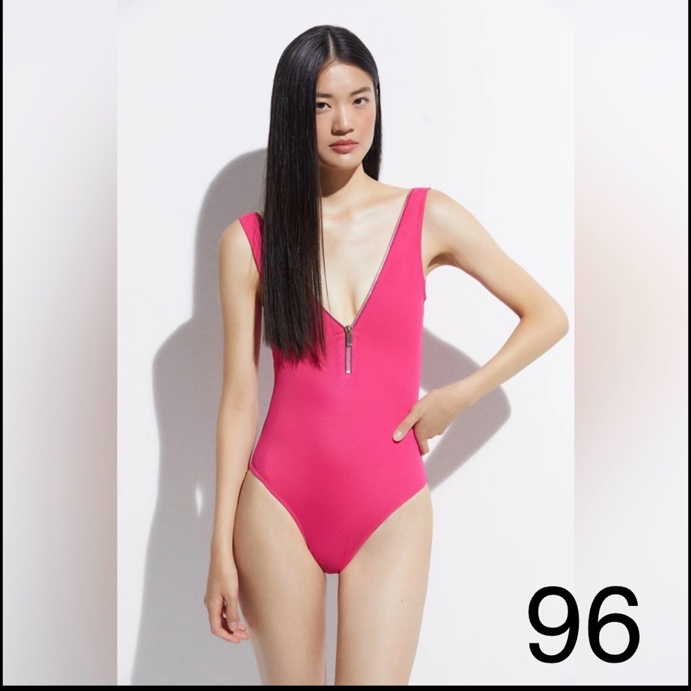 Oye Swimwear Zip-Front Hot Pink One-Piece Swimsuit